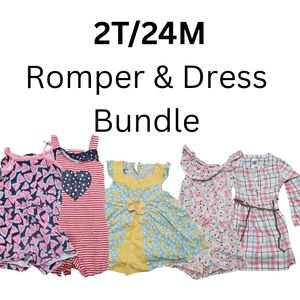 2T/24M Girl Romper & Dress Bundle (5 Outfits) Floral, Summer, Cute